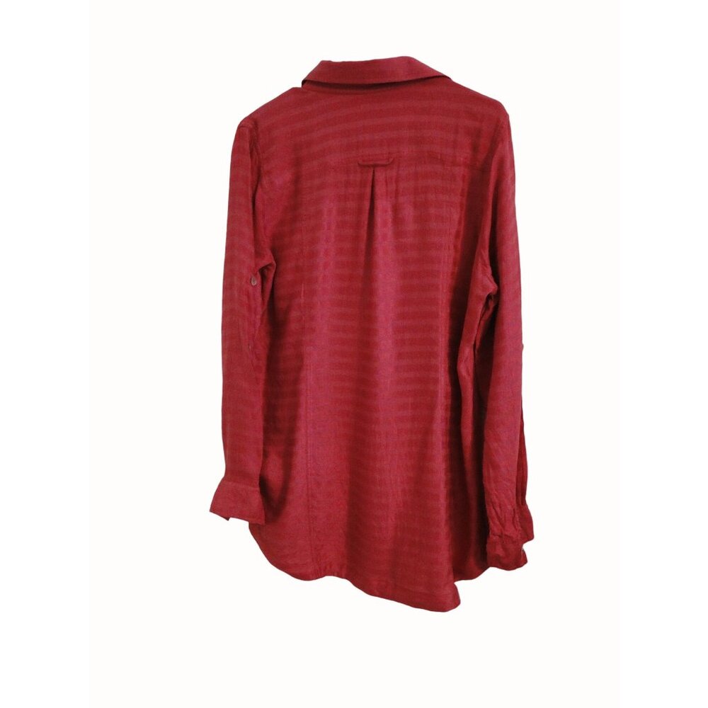 TravelSmith Womens XL Tunic Blouse Pink Button Front Pocket Rayon Linen High Low - Picture 6 of 11